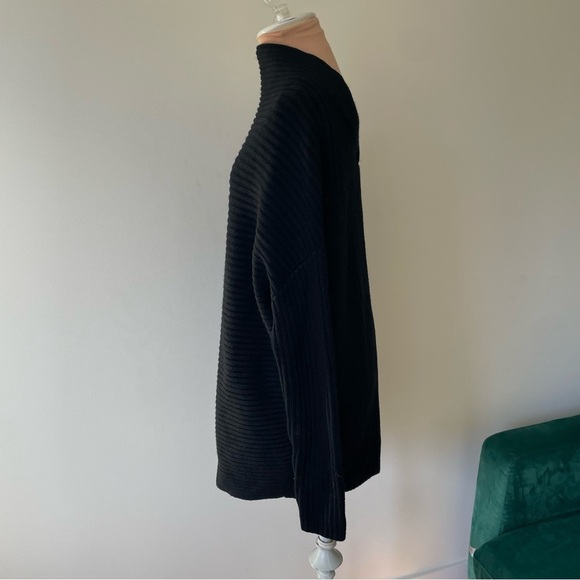 Dorothee Schumacher Virgin Wool Blend Black Chunky Ribbed Long Sweater Size 3/L - Picture 2 of 8
